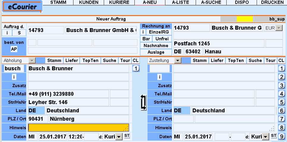 STAMM = RECHNUNGSADRESSE